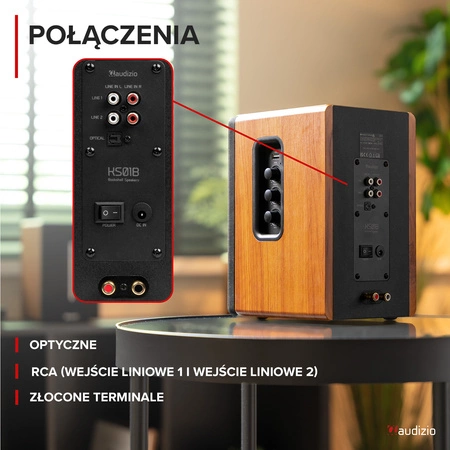 Zestaw aktywnych głośników półkowych KS01 80W, drewno