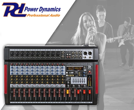 Mikser sceniczny 12-kanałowy PDM-T1204 DSP/MP3 Power Dynamics