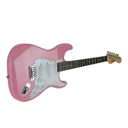 Gitara elektryczna - kompletny zestaw -Golden Guitar STEG-20 Różowa Stratocaster
