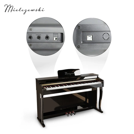 Pianino cyfrowe PRELUDE ważone z mechanizmem młoteczkowym czarne połysk Mielczewski