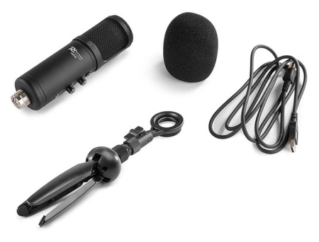 Mikrofon studyjny USB Power Dynamics PCM120 ze statywem i oświetleniem