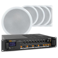 Zestaw: Głośnik sufitowy 8' 100V Power Dynamics CSPB8 + Przewód + Wzmacniacz PA