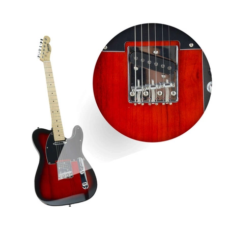 Gitara elektryczna - kompletny zestaw -Golden Guitar TEEG-30 Czarno-czerwona Telecaster