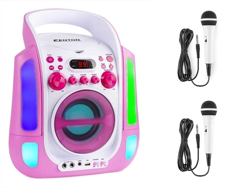 Karaoke system z CD i 2 mikrofonami SBS30P różowy