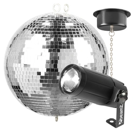 Zestaw: Kula lustrzana 30cm MB30+ napęd sieciowy+ reflektor peflektor pinspot LED 5W