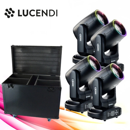Zestaw: 4x Głowa ruchoma LB200 Beam 200W LED Lucendi+ dedykowane case