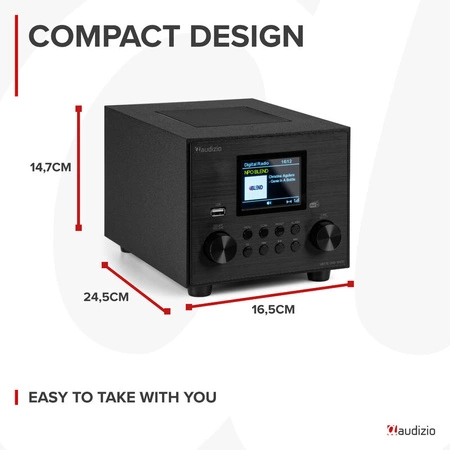 Radio Audizio Vieste DAB+ z subwooferem, czarne