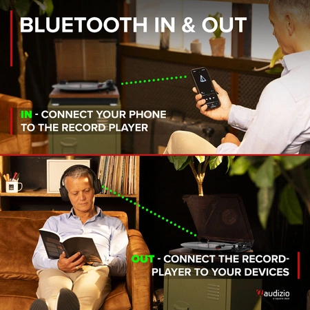 Gramofon Audizio RP112L z wejściem/wyjściem BT, ciemne drewno