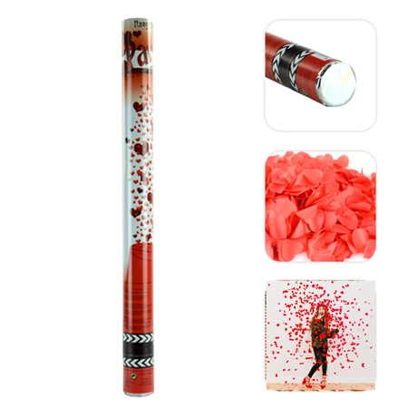 Tuba - wyrzutnia konfetti 60 cm - czerwone serca