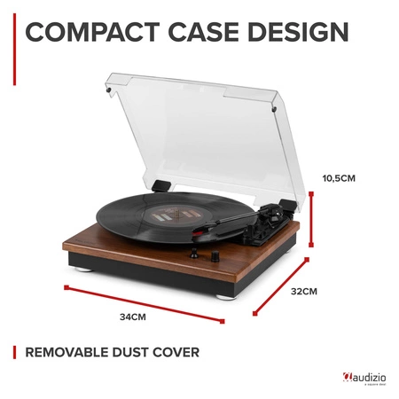 Gramofon Audizio RP112L z wejściem/wyjściem BT, ciemne drewno
