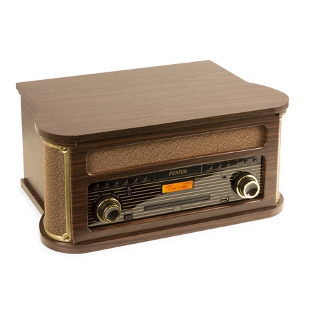 Gramofon Memphis Fenton BT CD DAB+ FM USB brązowy