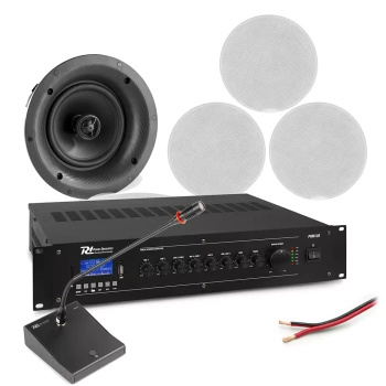 Profesjonalny system głośników sufitowych 4 x 5.25" FCS5 z wzmacniaczem bluetooth oraz mikrofonem konferencyjnym