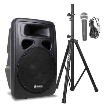 Zestaw do prezentacji: Kolumna aktywna 12'' 600W+ statyw+ mikrofon dynamiczny