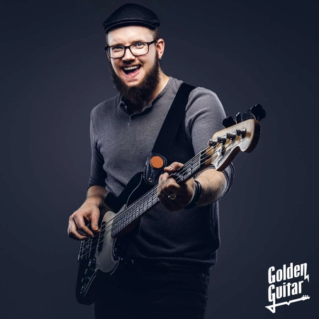 Gitara basowa - kompletny zestaw -Golden Guitar PBGB-40 czarno-niebieska