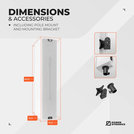Głośnik kolumnowy 100V Power Dynamics biały