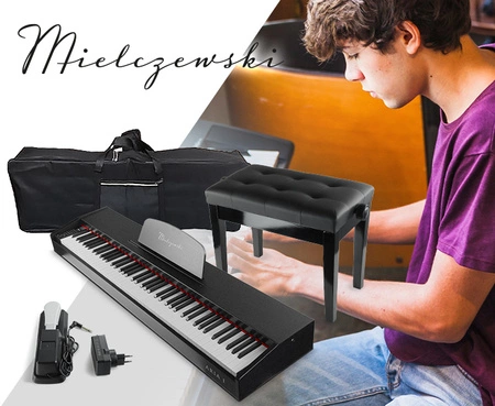 Zestaw: Pianino cyfrowe 88 klawiszy Aria I Mielczewski+ ławka+ pokrowiec na pianino