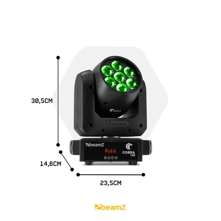 Zestaw: 4x Głowa ruchoma Cobra 720 Wash 7x 20W z zoomem Beamz+ 2x case