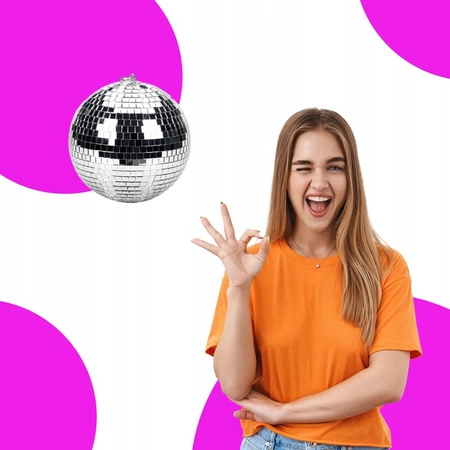 Zestaw: Kula lustrzana 20cm+ napęd sieciowy+ reflektor pinspot LED 5W