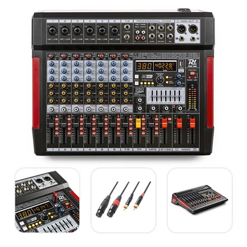 Mikser sceniczny 8-kanałowy DSP MP3  PDM-T804 Power Dynamics+ Kabel 2x XLR żeński-2x RCA męski 3.0m
