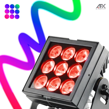 Reflektor akumulatorowy zewnętrzny 9x 6W RGB LED 4w1 AFX MOBICOLOR9+ pilot bezprzewodowy