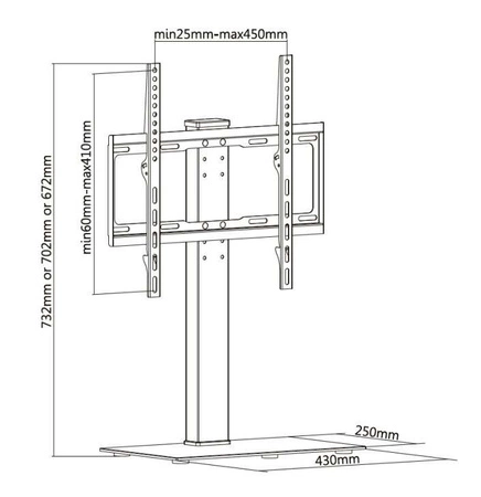 Stojak na telewizor TTTS40 ze szklaną podstawką 32”- 55”