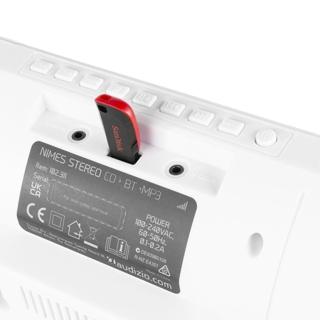 Miniwieża HIFI Nimes CD tuner FM BT USB biała