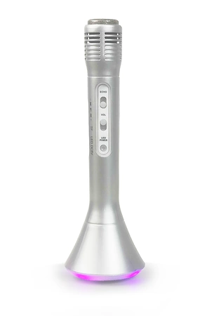 Mikrofon z głośnikiem do karaoke Party KAMIC kolor srebrny