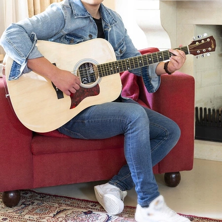 Zestaw: Gitara akustyczna Solojam Western naturalna Max + akcesoria, statyw i pulpit na nuty