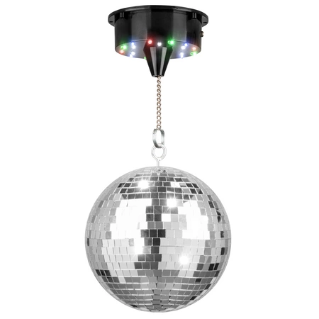 Zestaw: Kula lustrzana 20cm+ napęd bateryjny z diodami LED