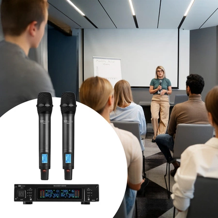 Zestaw mikrofonowy 2x 80 kanałowy UHF PD220 Power Dynamics