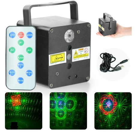 Bateryjny efekt świetlny LED z laserem RGB TINYLED-LASRGB