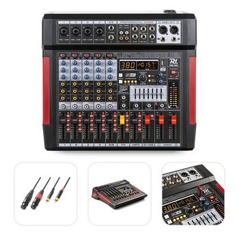 Mikser sceniczny 6-kanałowy DSP MP3 PDM-T604 Power Dynamics+ kabel 2x XLR żeński-2x RCA męski 3.0m