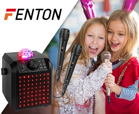 Głośnik Karaoke z półkulą LED mikrofony KAR55B Fenton Czarny
