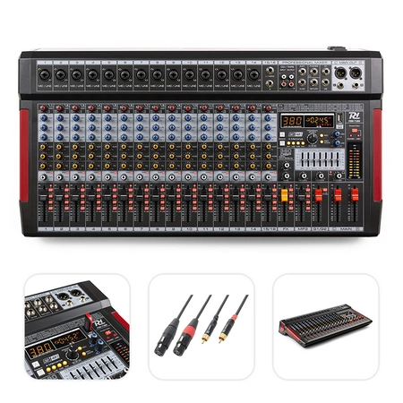 Mikser sceniczny 16-kanałowy DSP MP3 PDM-T1604 Power Dynamics+ kabel 2x XLR 2x RCA 3.0m