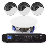 Zestaw białych głośników sufitowych 4 x 8" NCSP8 z wzmacniaczem