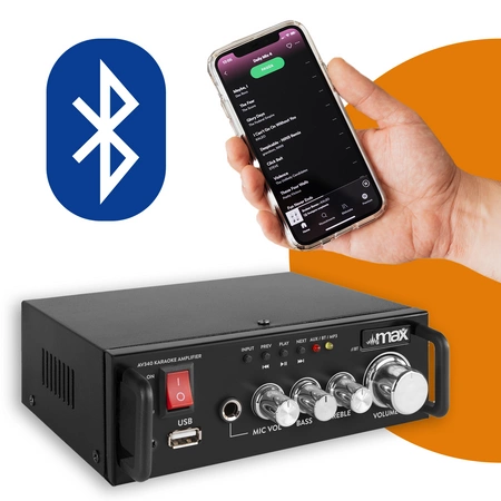 Wzmacniacz karaoke MAX AV340 z Bluetooth - 2x 50W