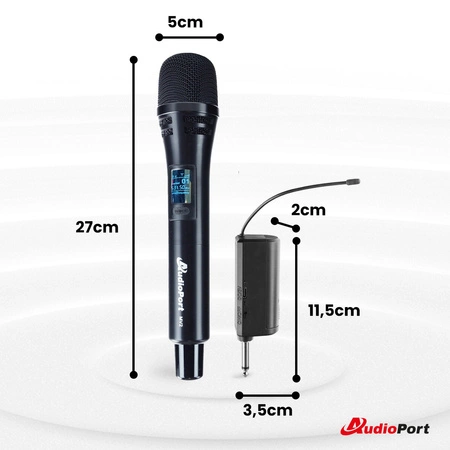 Zestaw 2 mikrofonów bezprzewodowych dorecznych UHF z odbiornikiem Audioport MV2