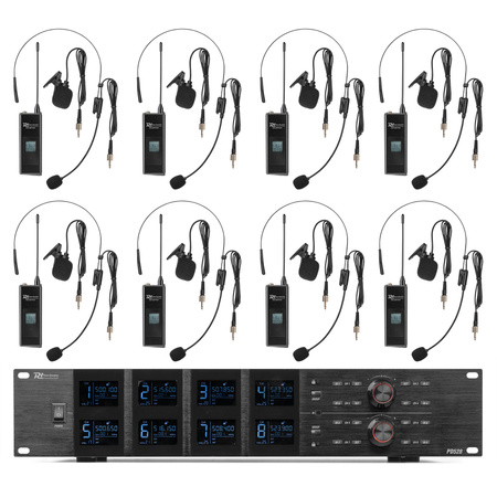 Zestaw mikrofonów bezprzewodowych UHF PD528B 8x bodypack Power Dynamics