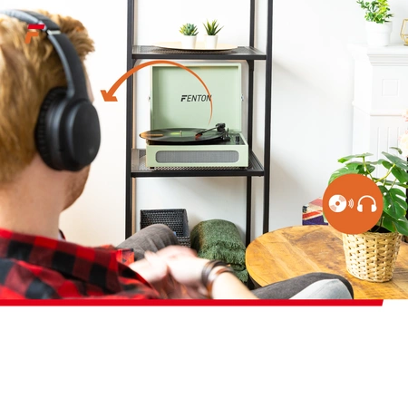 Gramofon w walizce RP118C Fenton wejście/wyjście BT zielony