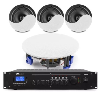 Zestaw białych głośników sufitowych 4 x 8" NCSP8 z wzmacniaczem