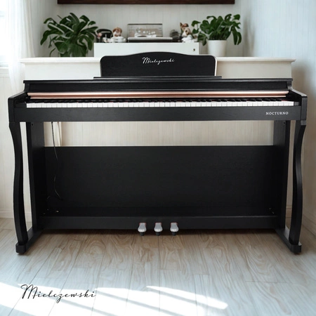 Pianino cyfrowe ze statywem 88 dynamicznych klawiszy NOCTURNO czarne Mielczewski
