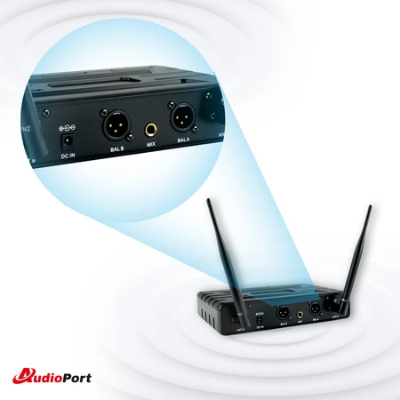 Zestaw mikrofonów bezprzewodowych UHF 2x nagłowny bodypack krawatowy Audioport SU-750BP