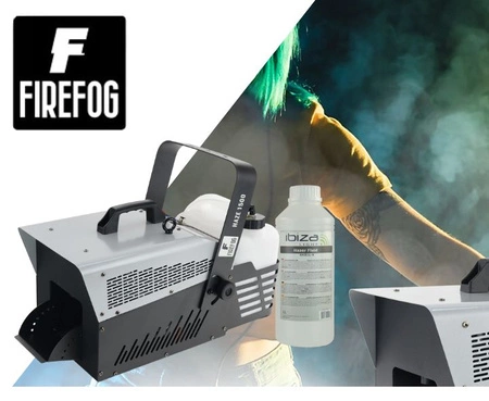 Zestaw: Wytwornica dymu mgły Haze 1500 Firefog+ płyn do dymu 1l