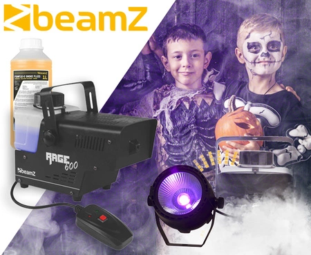 Zestaw imprezowy: Wytwornica dymu Rage 600I+ płyn do dymu 1l+ reflektor ultrafioletymu + reflektor ultrafiolet