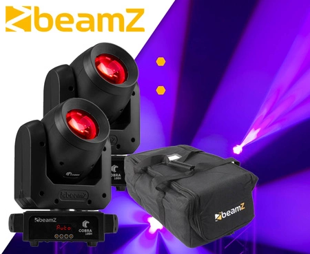 Zestaw: 2x Głowa ruchoma Cobra 100H z pryzmatem 100W Beamz+ dedykowane case