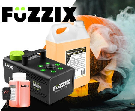 Zestaw: Wytwornica dymu pionowego 6 diod LED RGB F506V Fuzzix+ płyn do dymu 5l