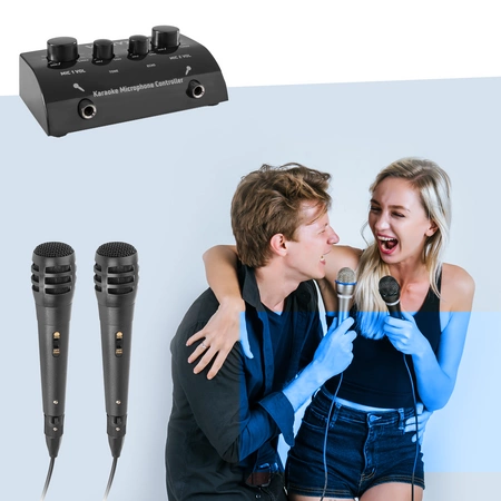 Zestaw do Karaoke z mikrofonami w kolorze czarnym