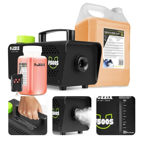 Zestaw: Wytwornica dymu 500W F500S Fuzzix+ płyn  do dymu 250ml gratis+ płyn do dymu 5l