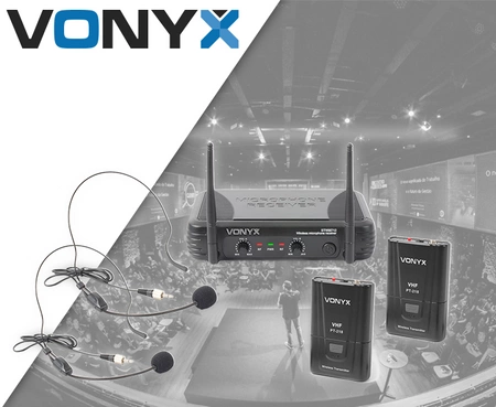 Zestaw nagłownych mikrofonów bezprzewodowych Vonyx STWM712H