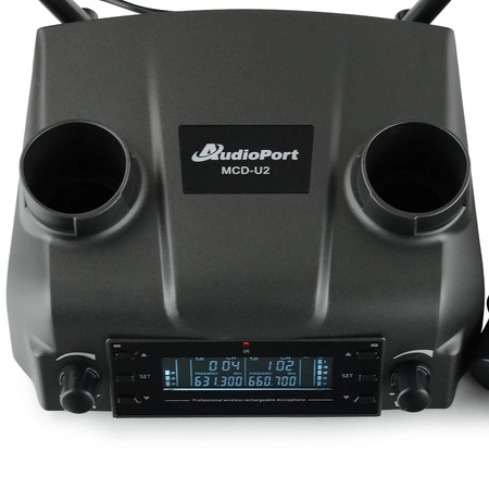 Zestaw mikrofonów bezprzewodowych doręcznych UHF+ stacja ładująca Audioport MCD-U2